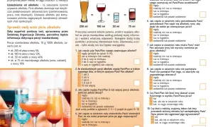 Test sprawdzający związek między **testosteron a alkohol**. Pytania dotyczą nawyków picia i jego konsekwencji.
